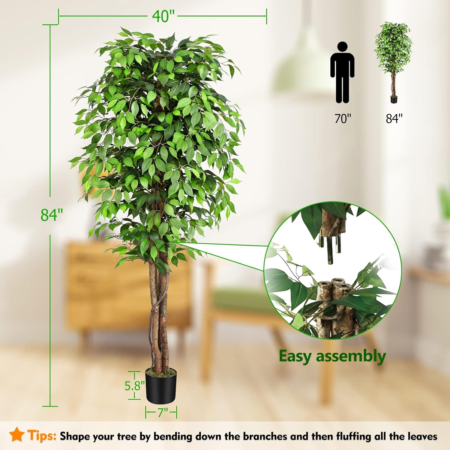 Lebensechter Künstlicher Ficus – Dracaena Marginata Bewertung und Preis